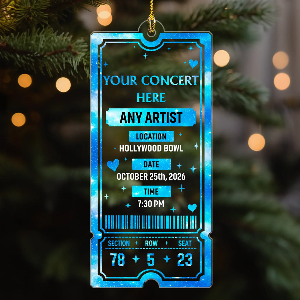 Custom Keepsake Christmas Ornament •  Your Concert Ticket - Personalized Acrylic Ornament