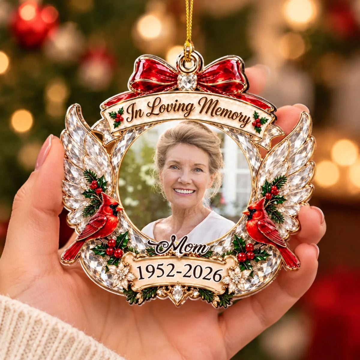 Custom Memorial Christmas Ornament, Sympathy Keepsake •  In Loving Memory Christmas - Personalized 3D Effect Acrylic Ornament