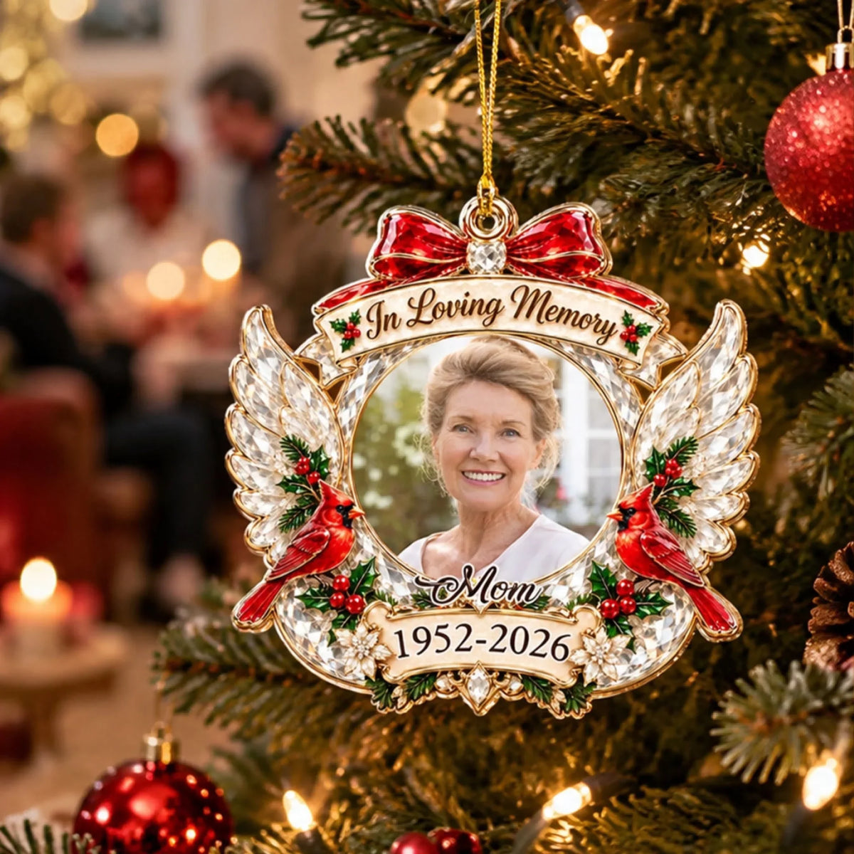 Custom Memorial Christmas Ornament, Sympathy Keepsake •  In Loving Memory Christmas - Personalized 3D Effect Acrylic Ornament