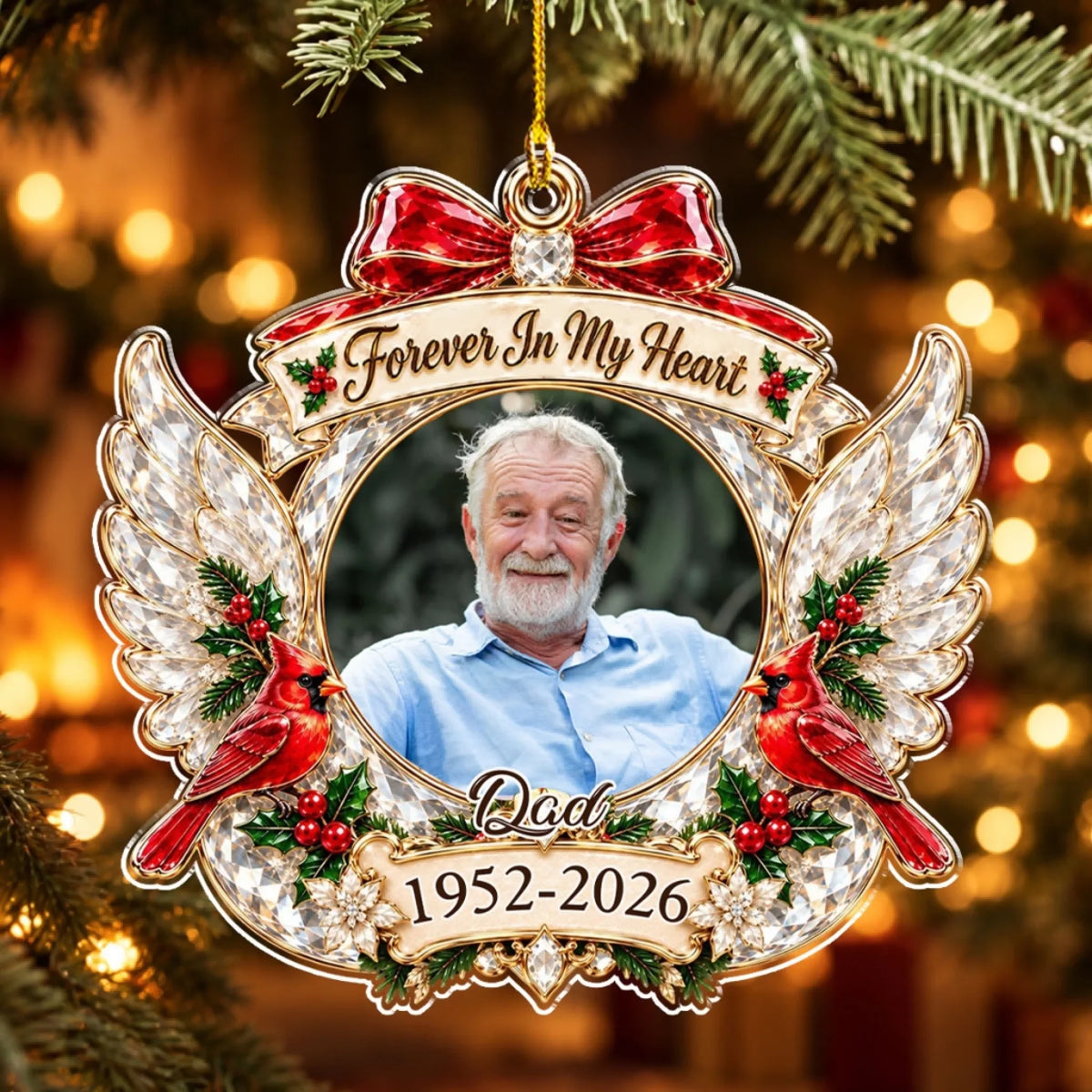 Custom Memorial Christmas Ornament, Sympathy Keepsake •  In Loving Memory Christmas - Personalized 3D Effect Acrylic Ornament