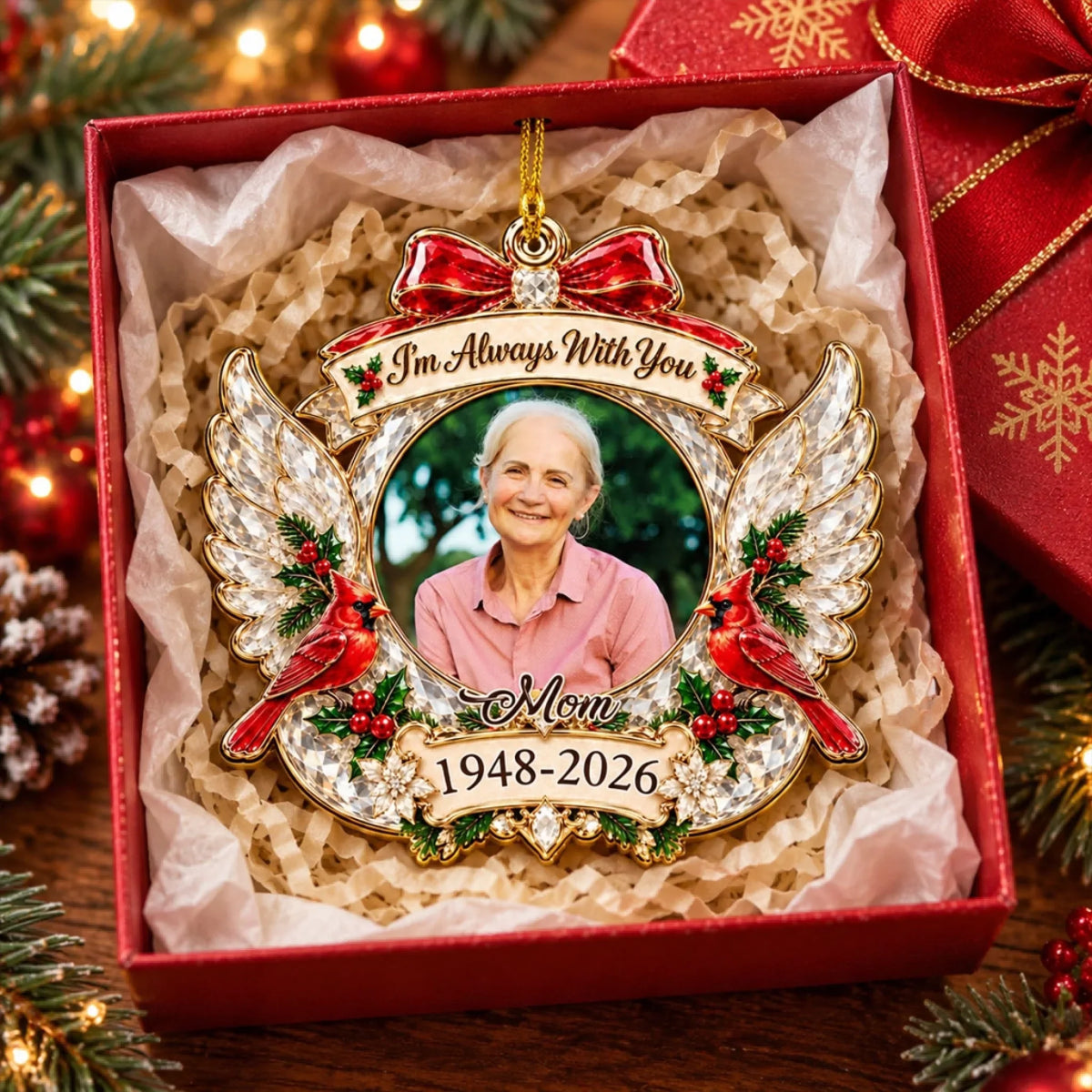 Custom Memorial Christmas Ornament, Sympathy Keepsake •  In Loving Memory Christmas - Personalized 3D Effect Acrylic Ornament