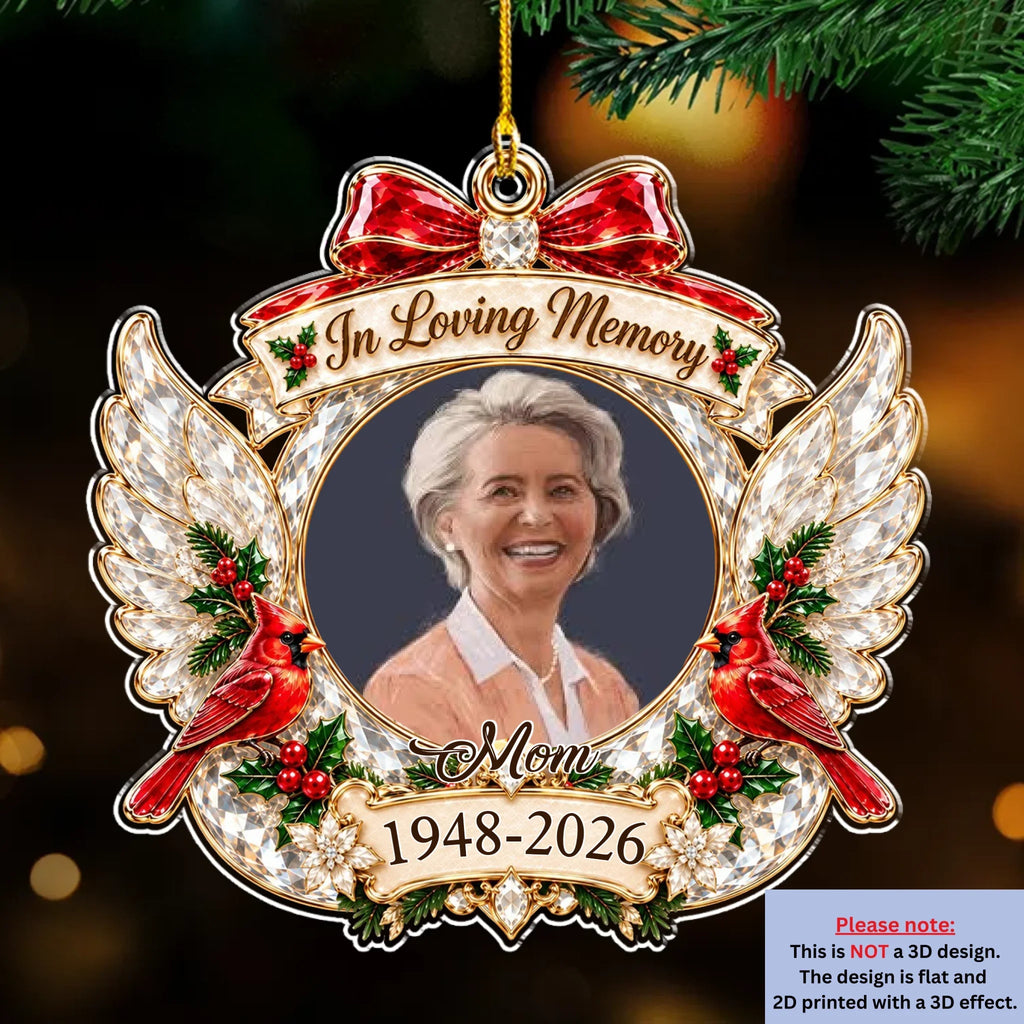 Custom Memorial Christmas Ornament, Sympathy Keepsake •  In Loving Memory Christmas - Personalized 3D Effect Acrylic Ornament