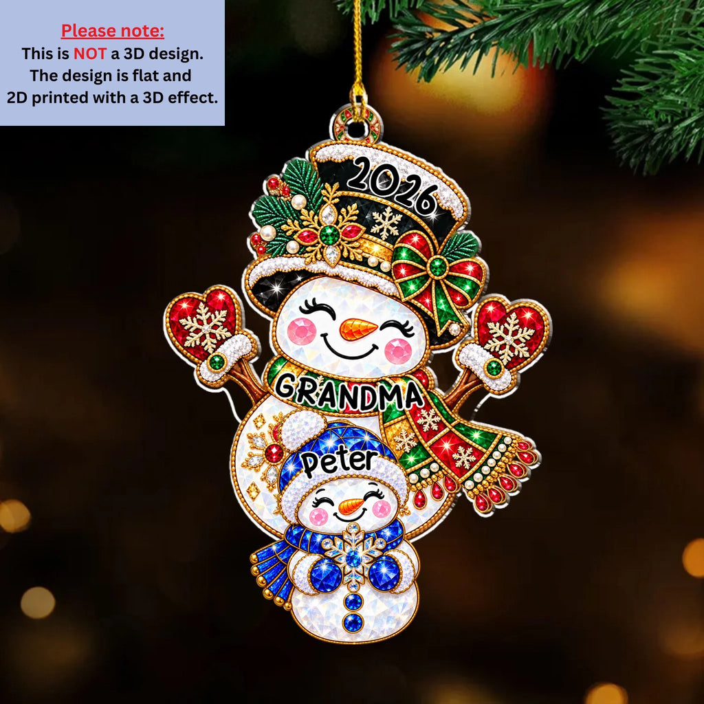 Custom Family Ornament, Christmas Gift for Family Members •  Grandmas Treasures - Personalized Acrylic Ornament