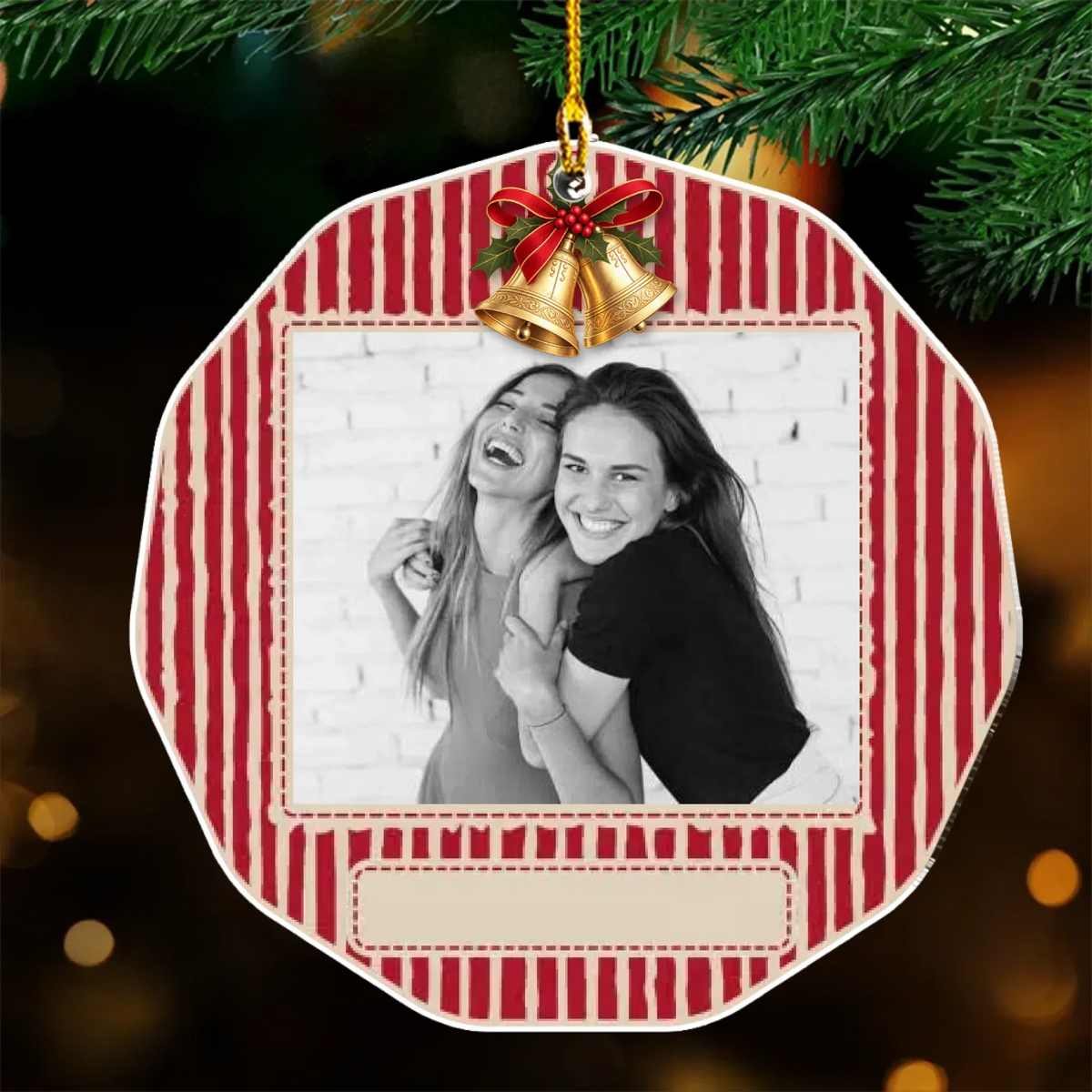 Custom Friendship Christmas Ornament, Best Friend Gift •  Vintage Bestie Snapshot - Personalized Acrylic Ornament