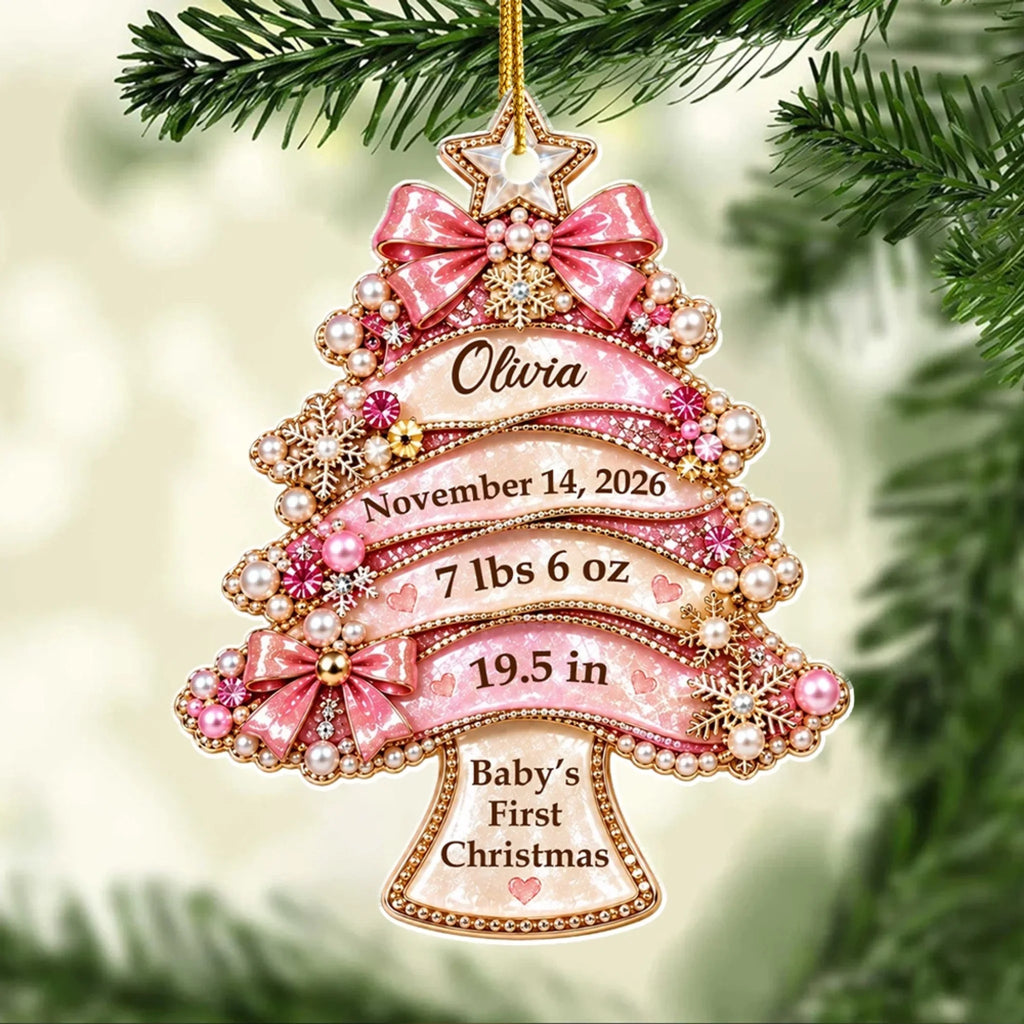 Custom Baby First Christmas Ornament for New Parents •  Tiny Christmas Miracle - Personalized Acrylic Ornament