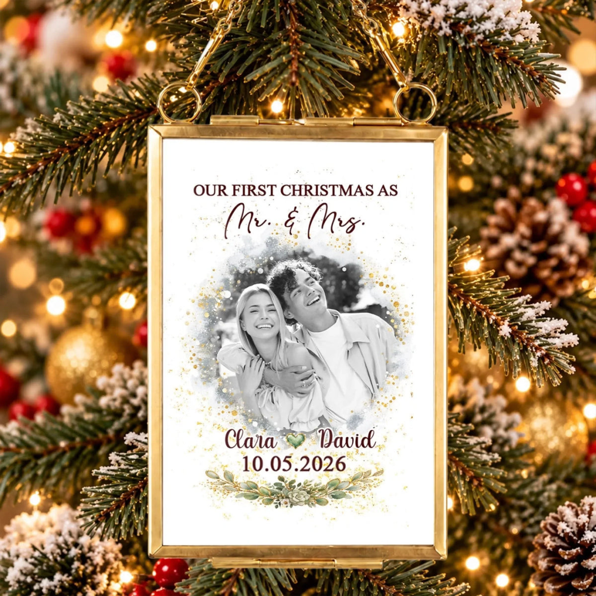 Custom Keepsake Christmas Ornament •  Love in Every Moment - Personalized Metal Frame Ornament