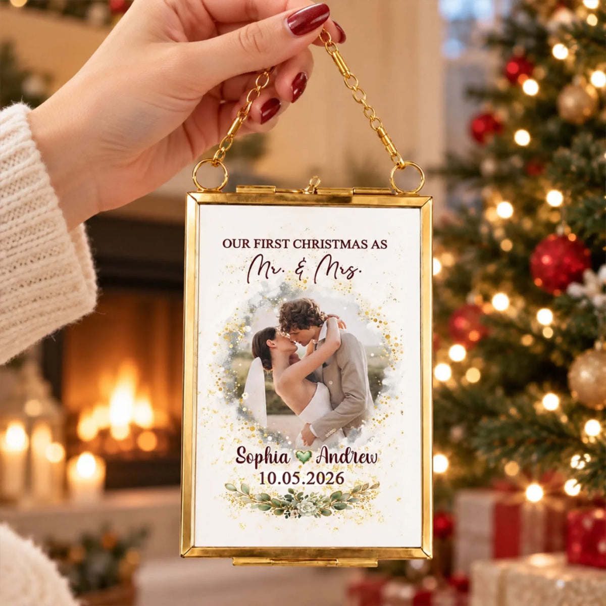 Custom Keepsake Christmas Ornament •  Love in Every Moment - Personalized Metal Frame Ornament