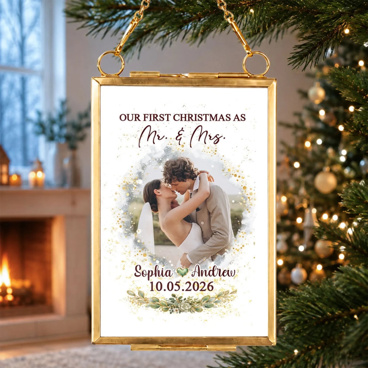 Custom Keepsake Christmas Ornament •  Love in Every Moment - Personalized Metal Frame Ornament