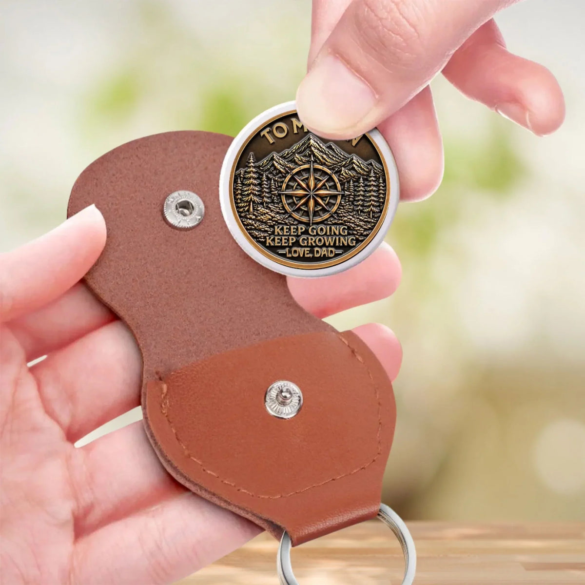 Custom Coin Keychain for Son, Father's Day Birthday Gifts • Keeping Growing - Personalized 3D Printing Pocket Hug