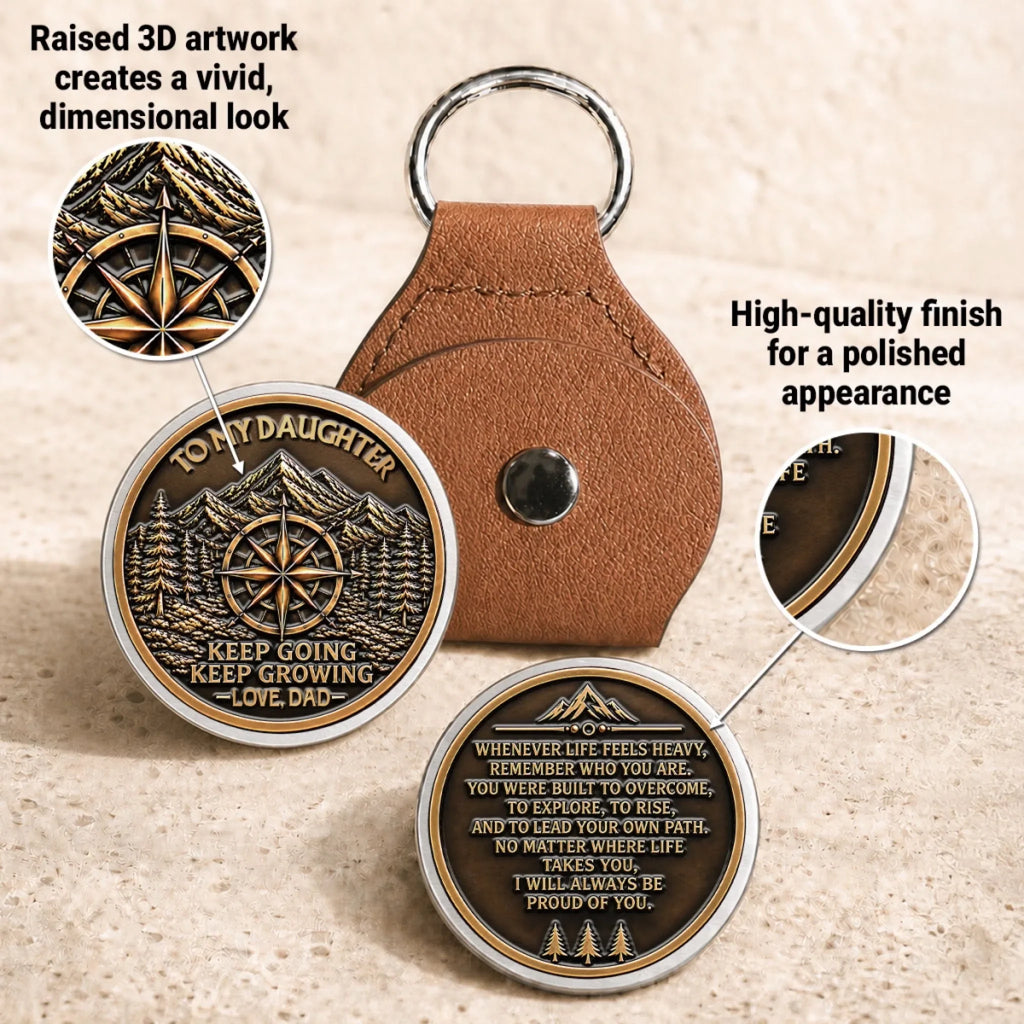 Custom Coin Keychain for Son, Father's Day Birthday Gifts • Keeping Growing - Personalized 3D Printing Pocket Hug