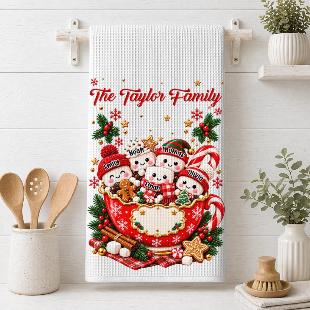 Hot Cocoa Family - Personalized Kitchen Towel