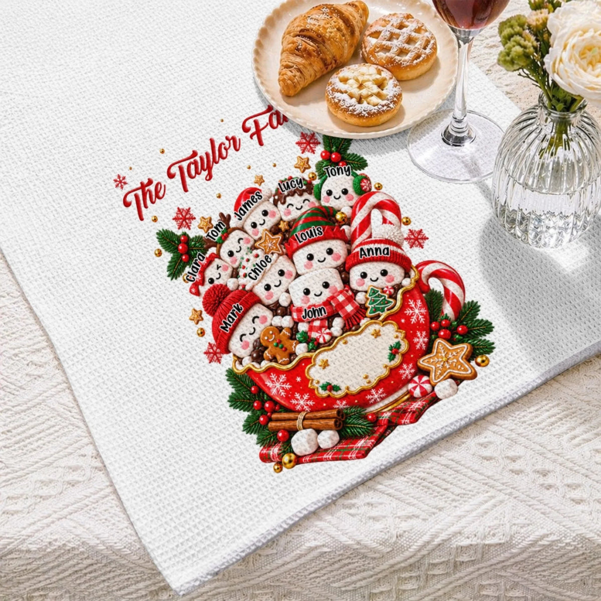 Hot Cocoa Family - Personalized Kitchen Towel