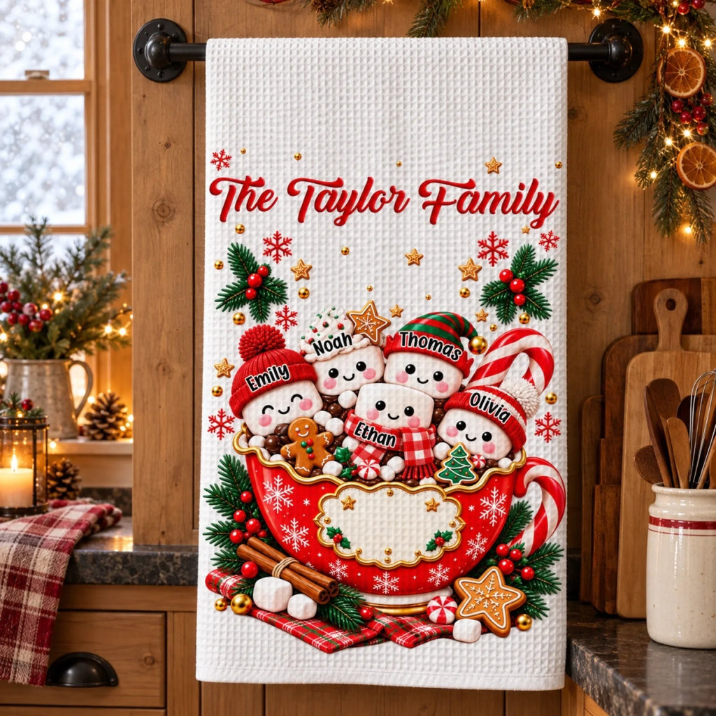 Hot Cocoa Family - Personalized Kitchen Towel