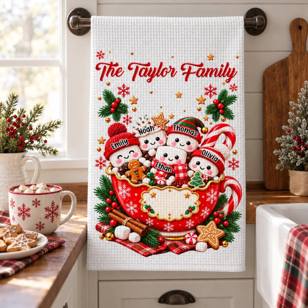 Hot Cocoa Family - Personalized Kitchen Towel