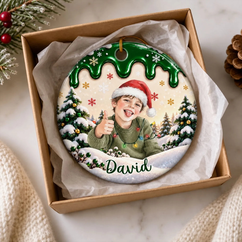 Custom Family Ornament, Christmas Gift for Family Members •  Little Moments Last Every Christmas - Personalized Ceramic Ornament