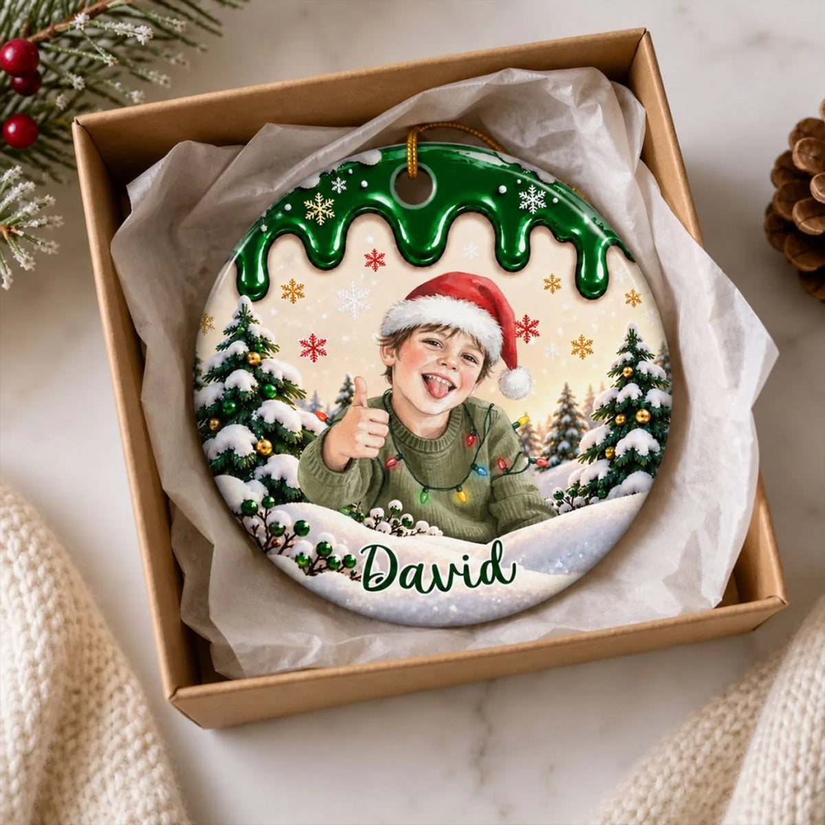 Custom Family Ornament, Christmas Gift for Family Members •  Little Moments Last Every Christmas - Personalized Ceramic Ornament