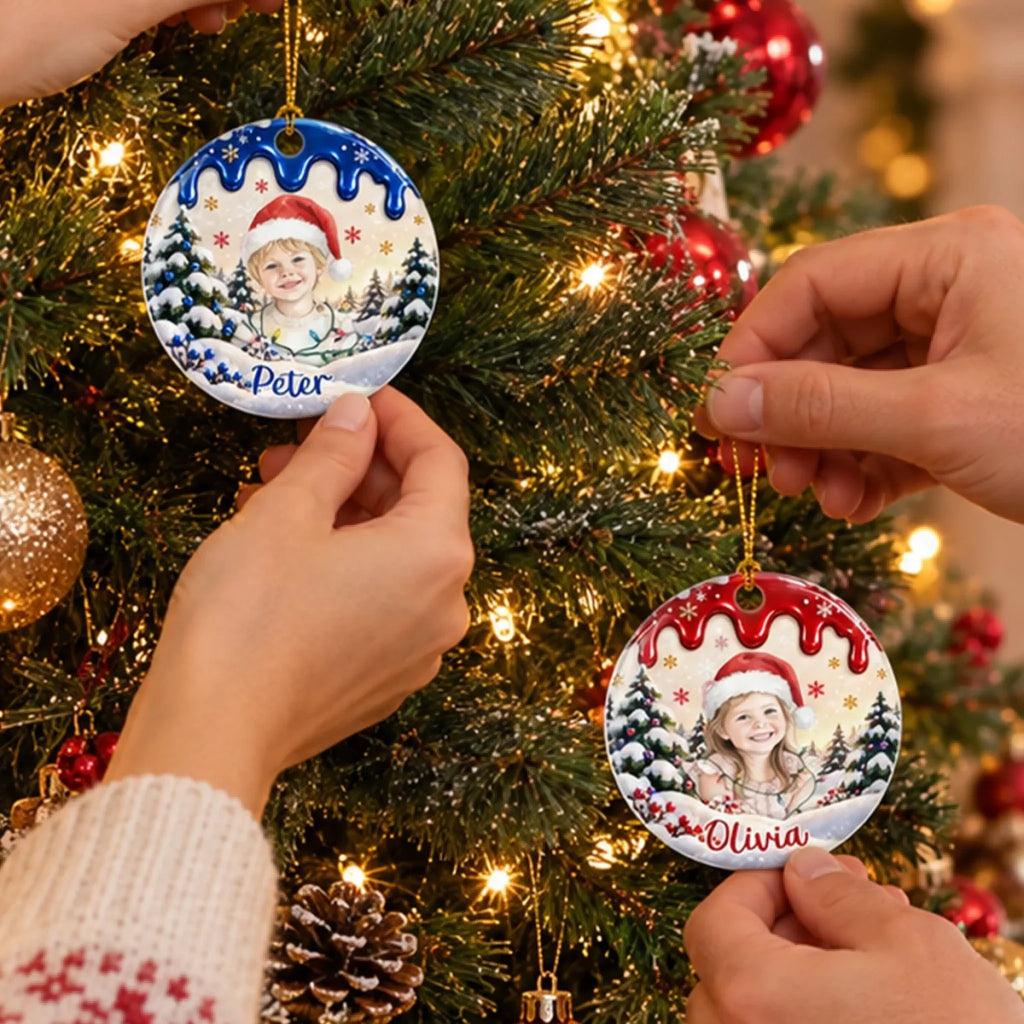 Custom Family Ornament, Christmas Gift for Family Members •  Little Moments Last Every Christmas - Personalized Ceramic Ornament
