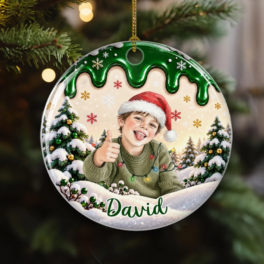 Custom Family Ornament, Christmas Gift for Family Members •  Little Moments Last Every Christmas - Personalized Ceramic Ornament