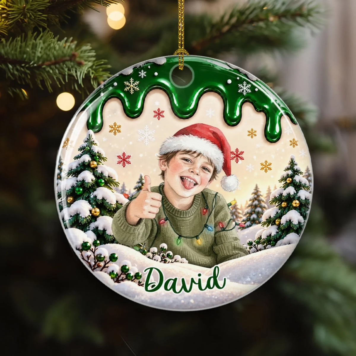 Custom Family Ornament, Christmas Gift for Family Members •  Little Moments Last Every Christmas - Personalized Ceramic Ornament