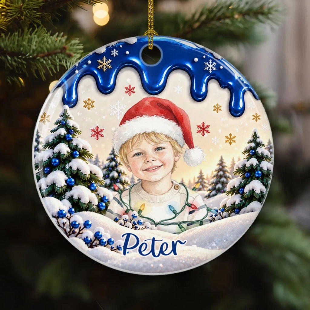 Custom Family Ornament, Christmas Gift for Family Members •  Little Moments Last Every Christmas - Personalized Ceramic Ornament