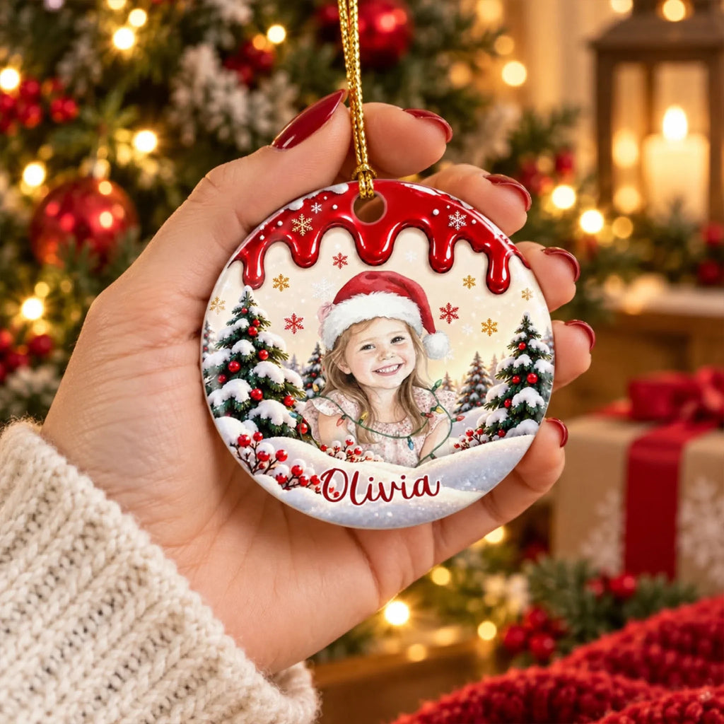 Custom Family Ornament, Christmas Gift for Family Members •  Little Moments Last Every Christmas - Personalized Ceramic Ornament