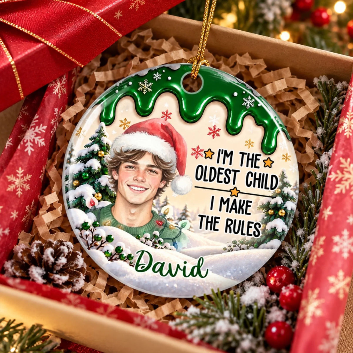Christmas Memories Start With Siblings - Personalized Ceramic Ornament