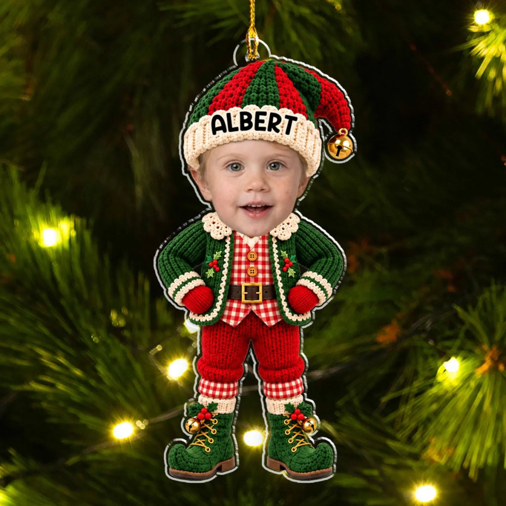 Cute Baby Elf - Personalized Acrylic Ornament