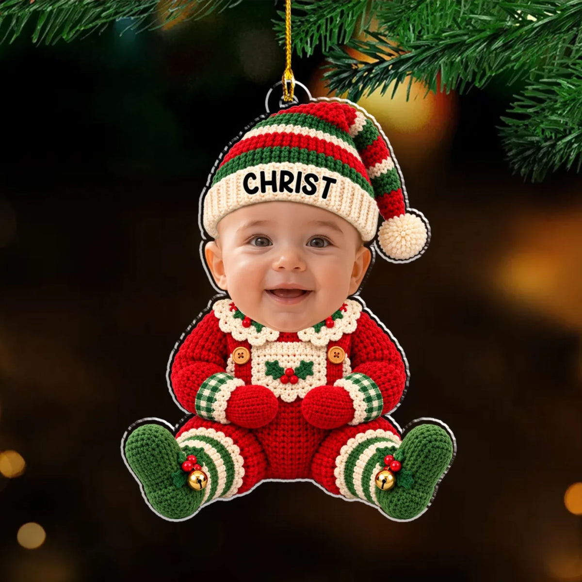 Cute Baby Elf - Personalized Acrylic Ornament