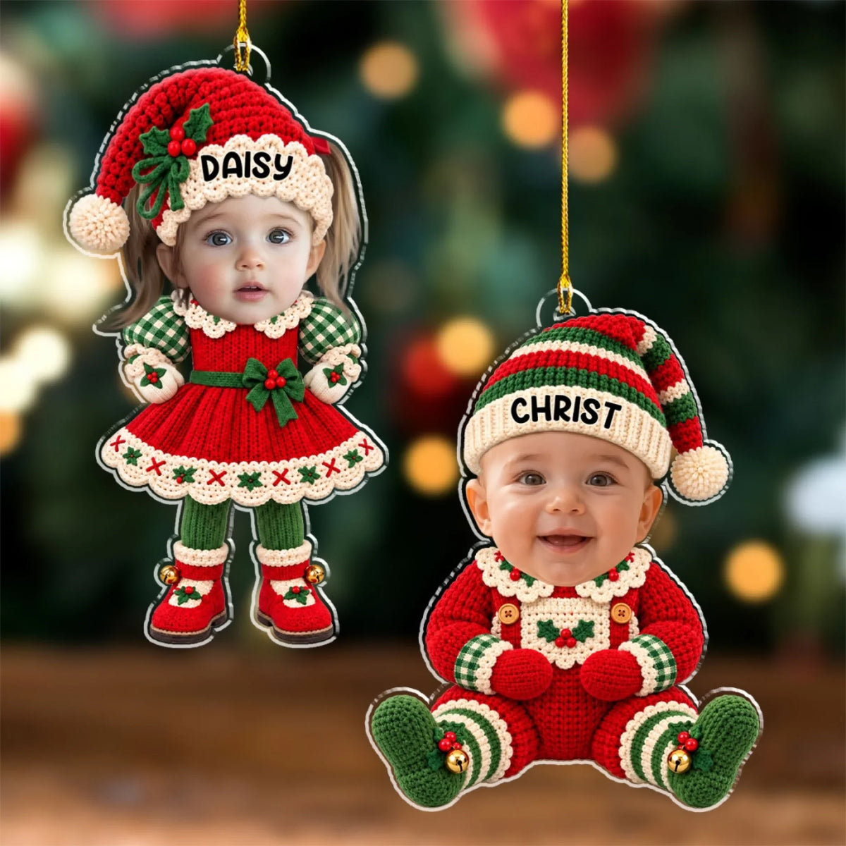 Cute Baby Elf - Personalized Acrylic Ornament