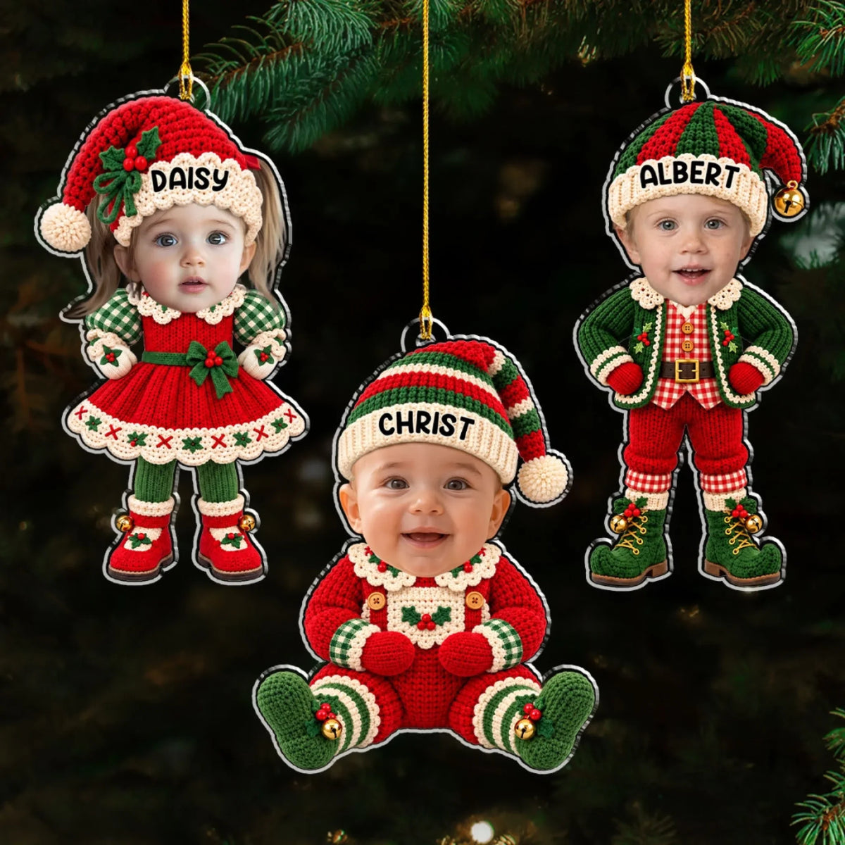 Cute Baby Elf - Personalized Acrylic Ornament
