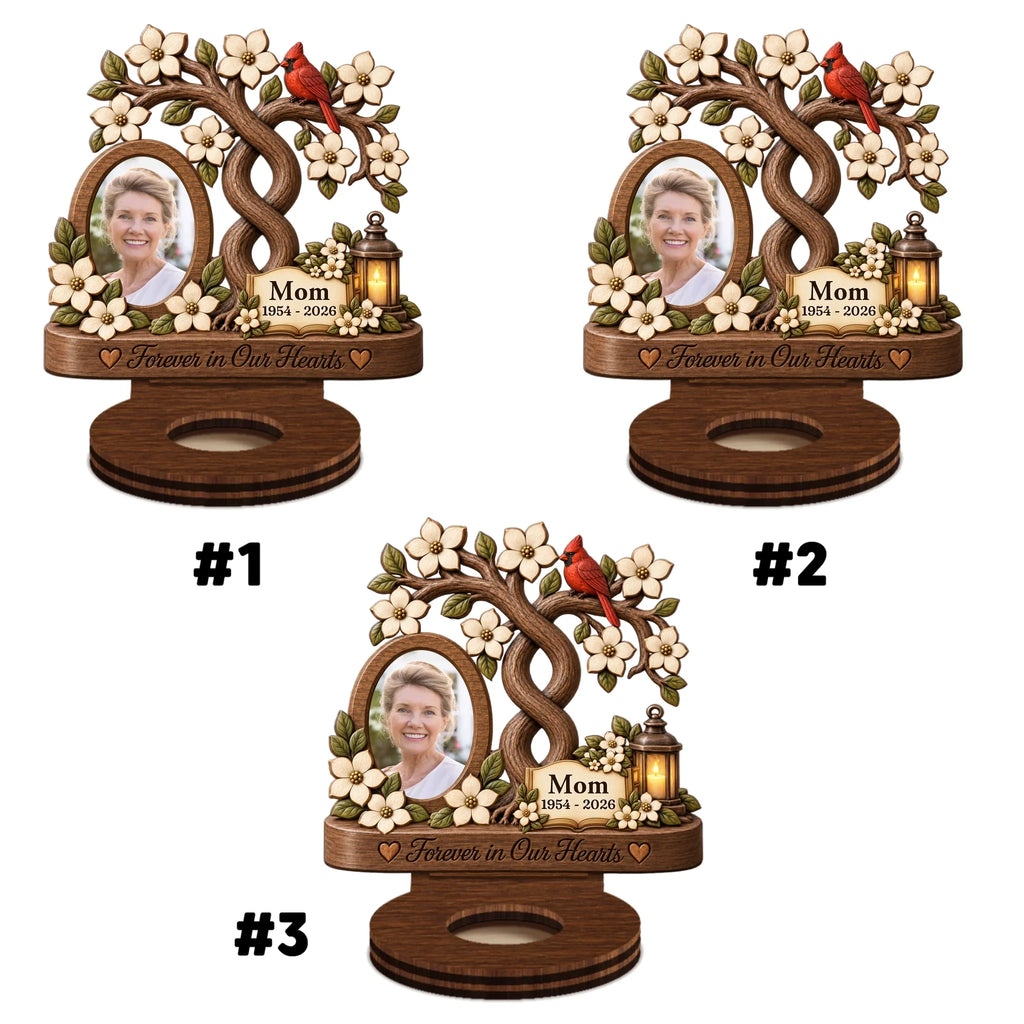 Our Angels Mom And Dad - Personalized Wooden Candle Holder