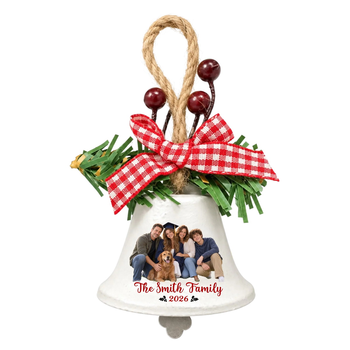 Family Christmas Photo Bells - Personalized Metal Bell Ornament
