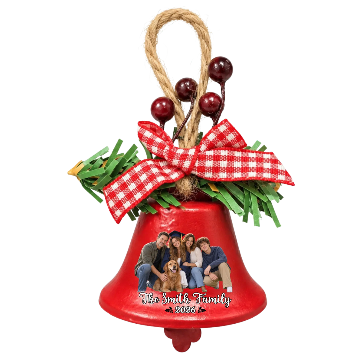 Family Christmas Photo Bells - Personalized Metal Bell Ornament