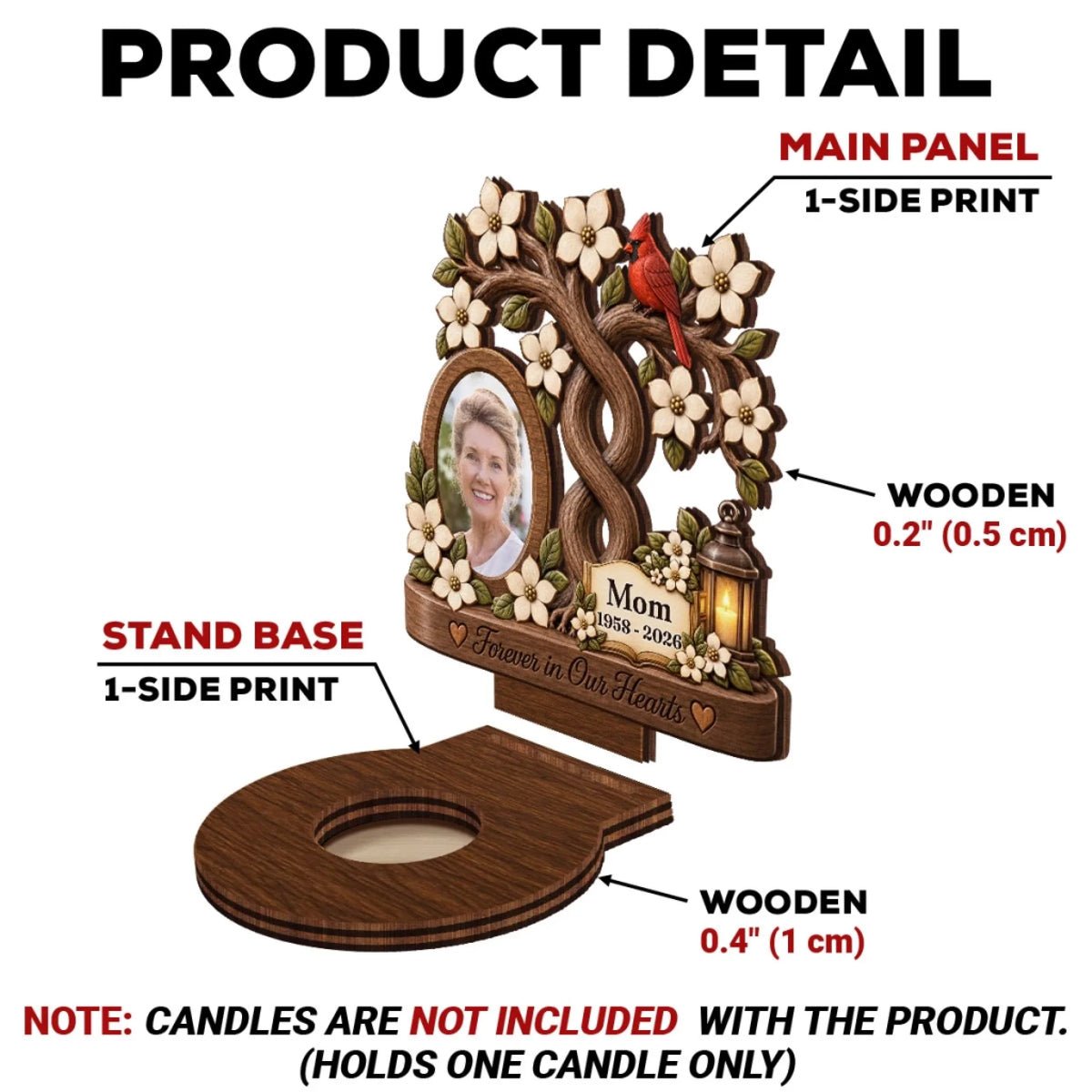 Our Angels Mom And Dad - Personalized Wooden Candle Holder