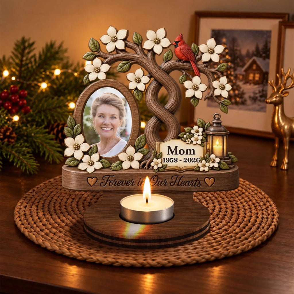 Our Angels Mom And Dad - Personalized Wooden Candle Holder