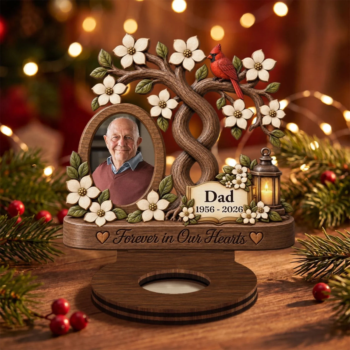 Our Angels Mom And Dad - Personalized Wooden Candle Holder