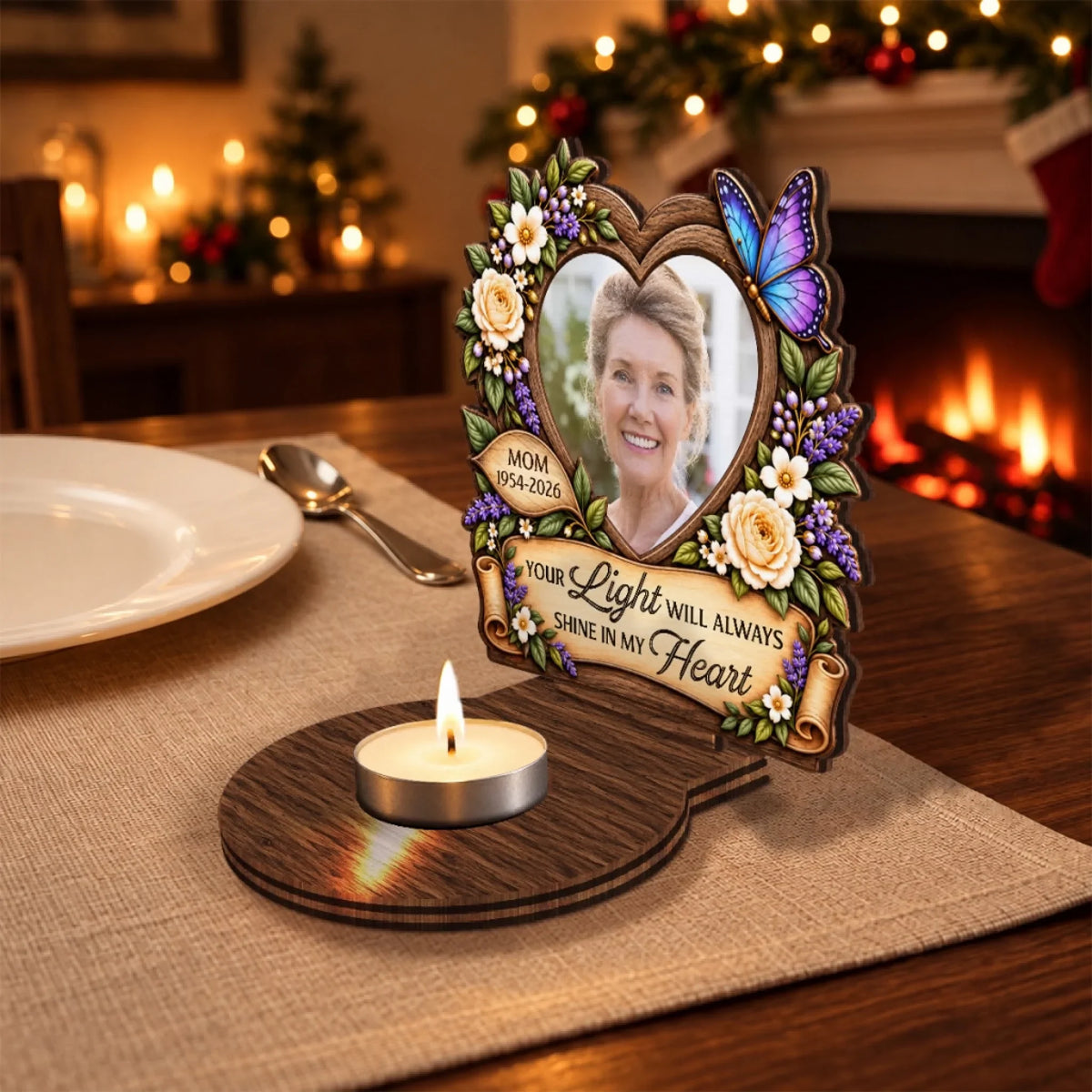 Forever Shining In My Heart - Personalized Wooden Candle Holder