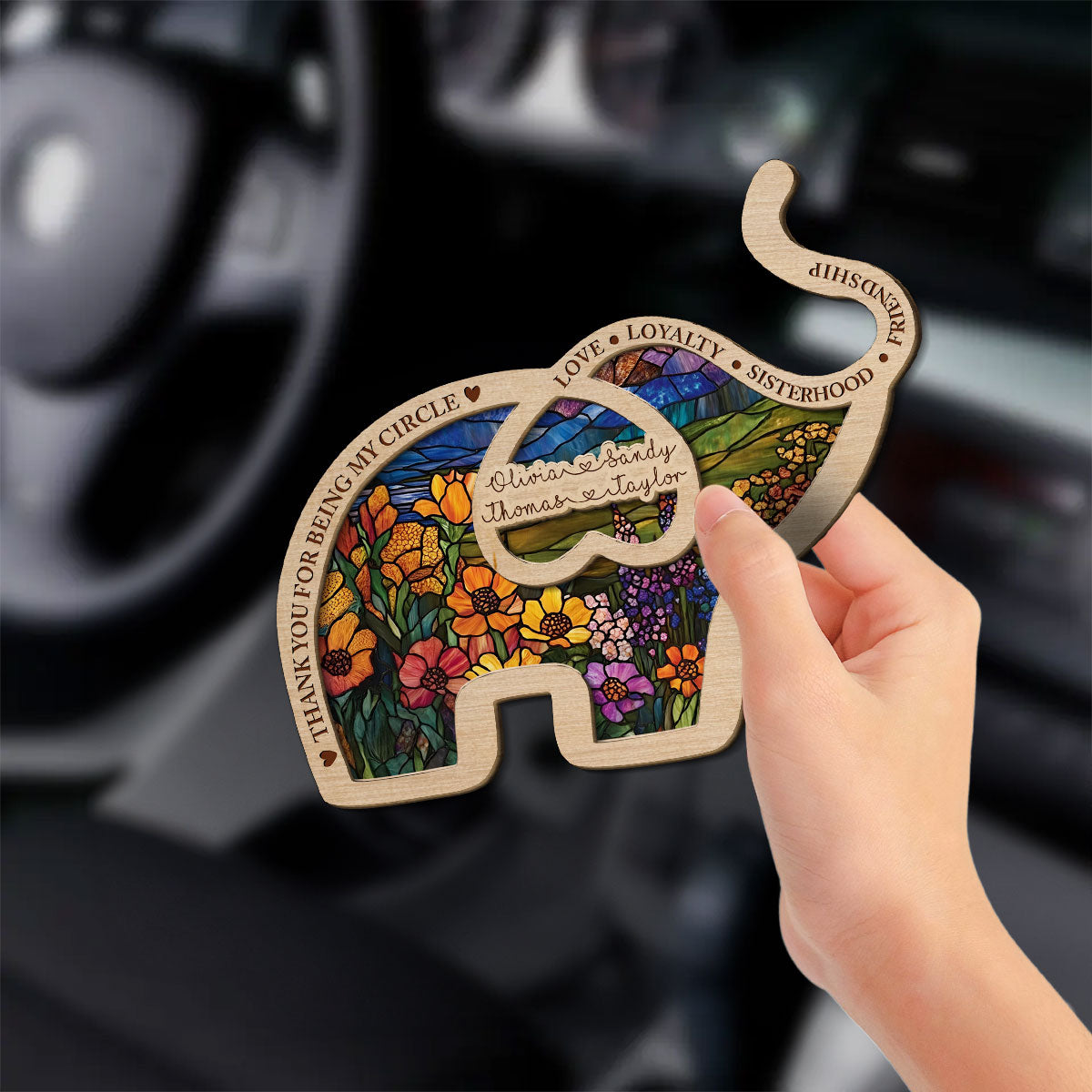 Thank For Being My Elephant - Personalized Car Visor Clip