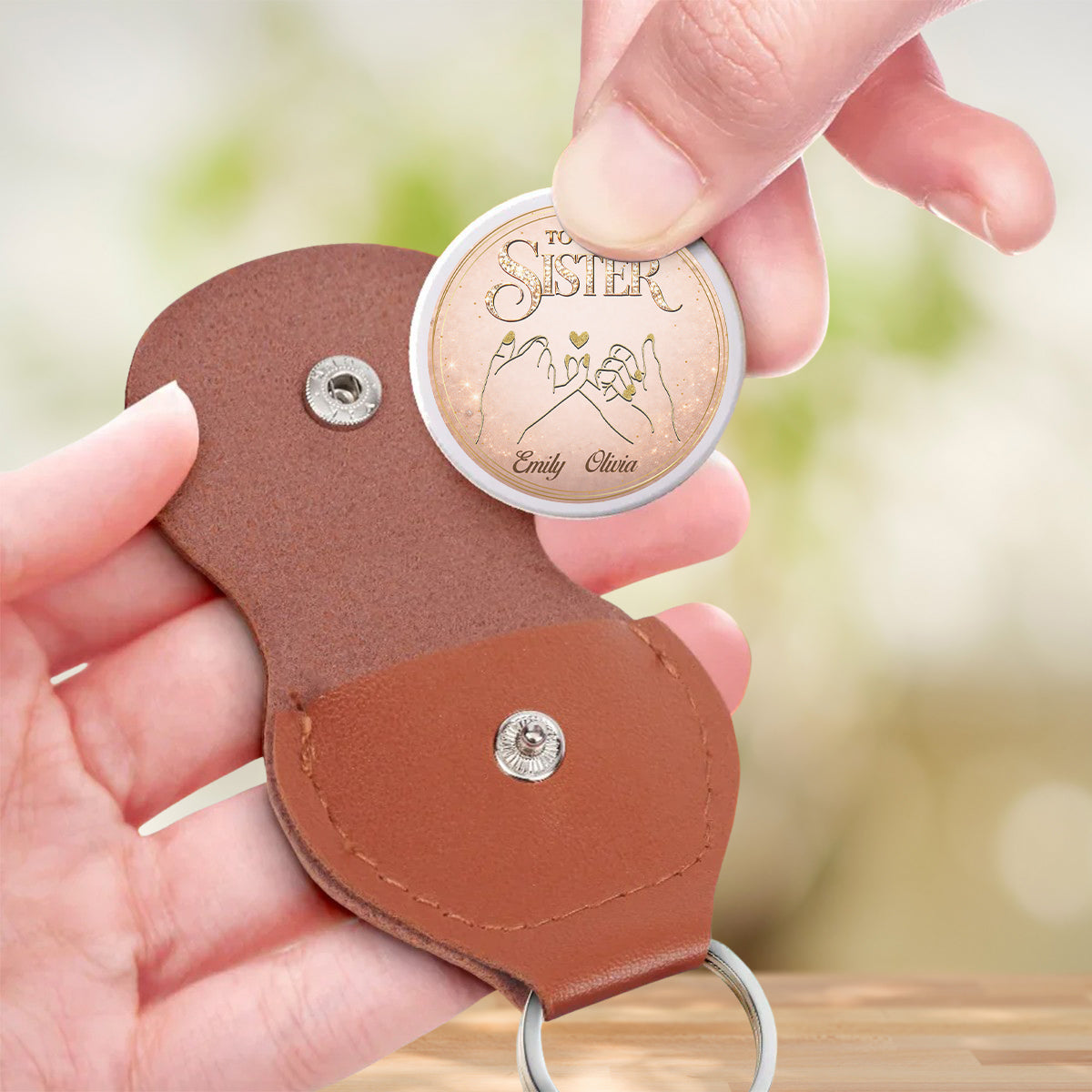 Custom Sister Siblings Coin Keychain, Christmas Birthday Gifts • Soulmate Sister - Personalized Pocket Hug