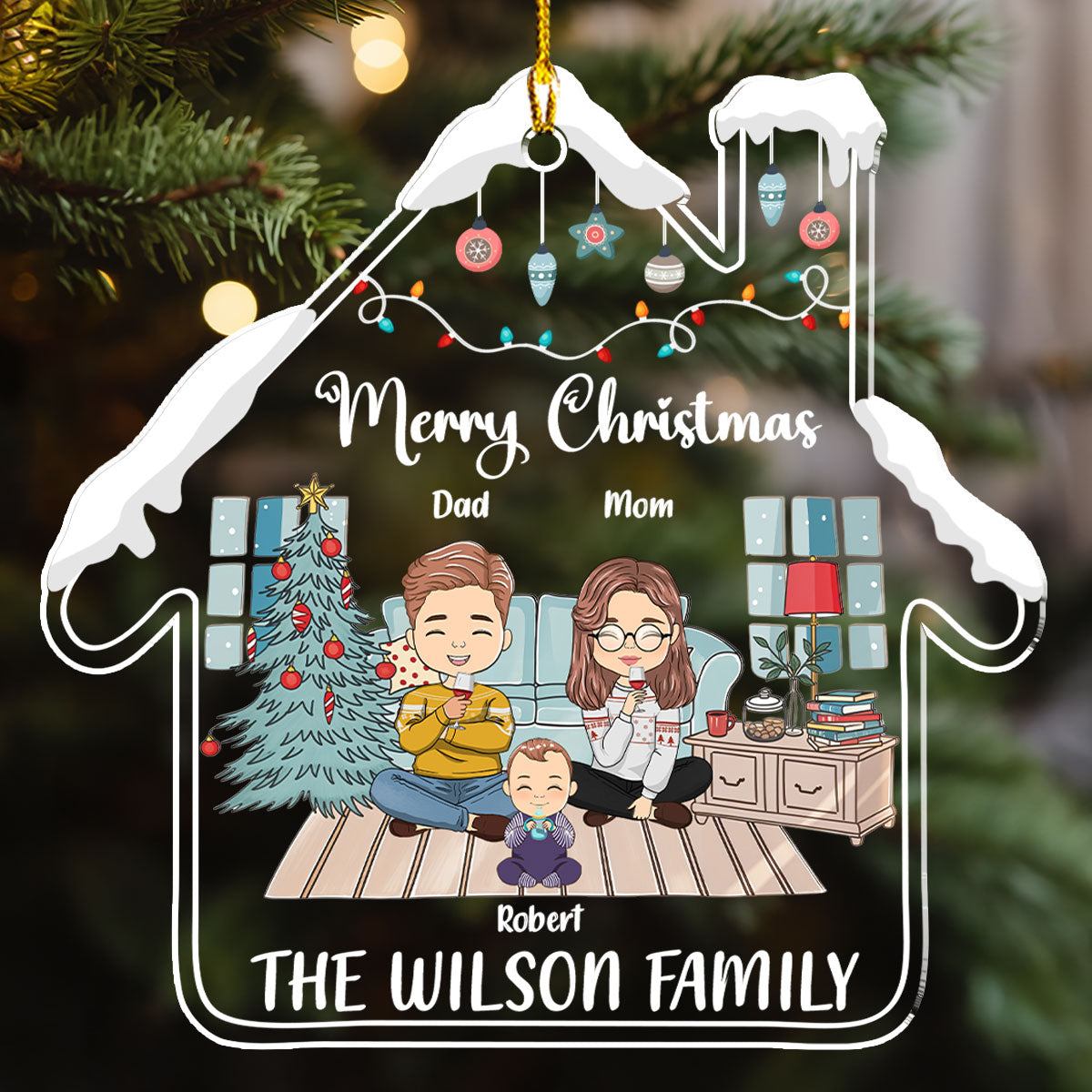 Custom Family Ornament, Christmas Gift for Family Members •  Very Merry Christmas - Personalized Acrylic Ornament
