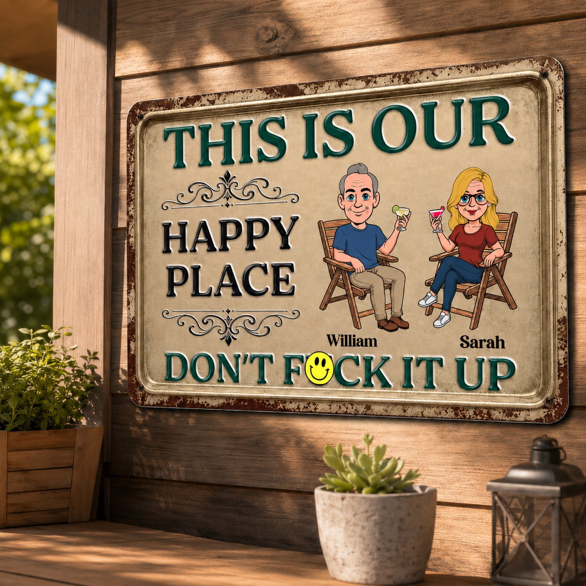 Custom Family Summer Backyard, Patio & Porch Decor • Our Private Place - Personalized Metal Sign