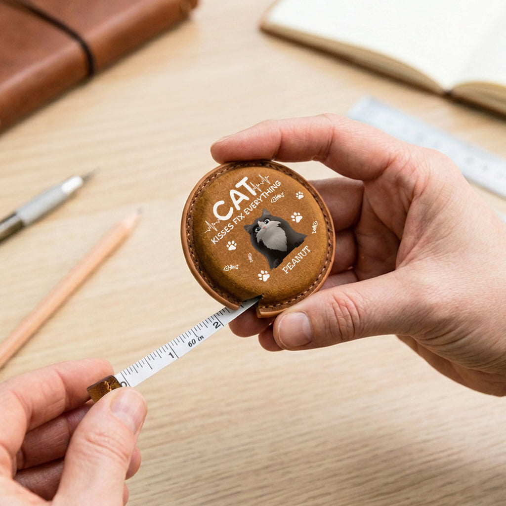 Cat Kisses - Personalized Leather Tape Measure
