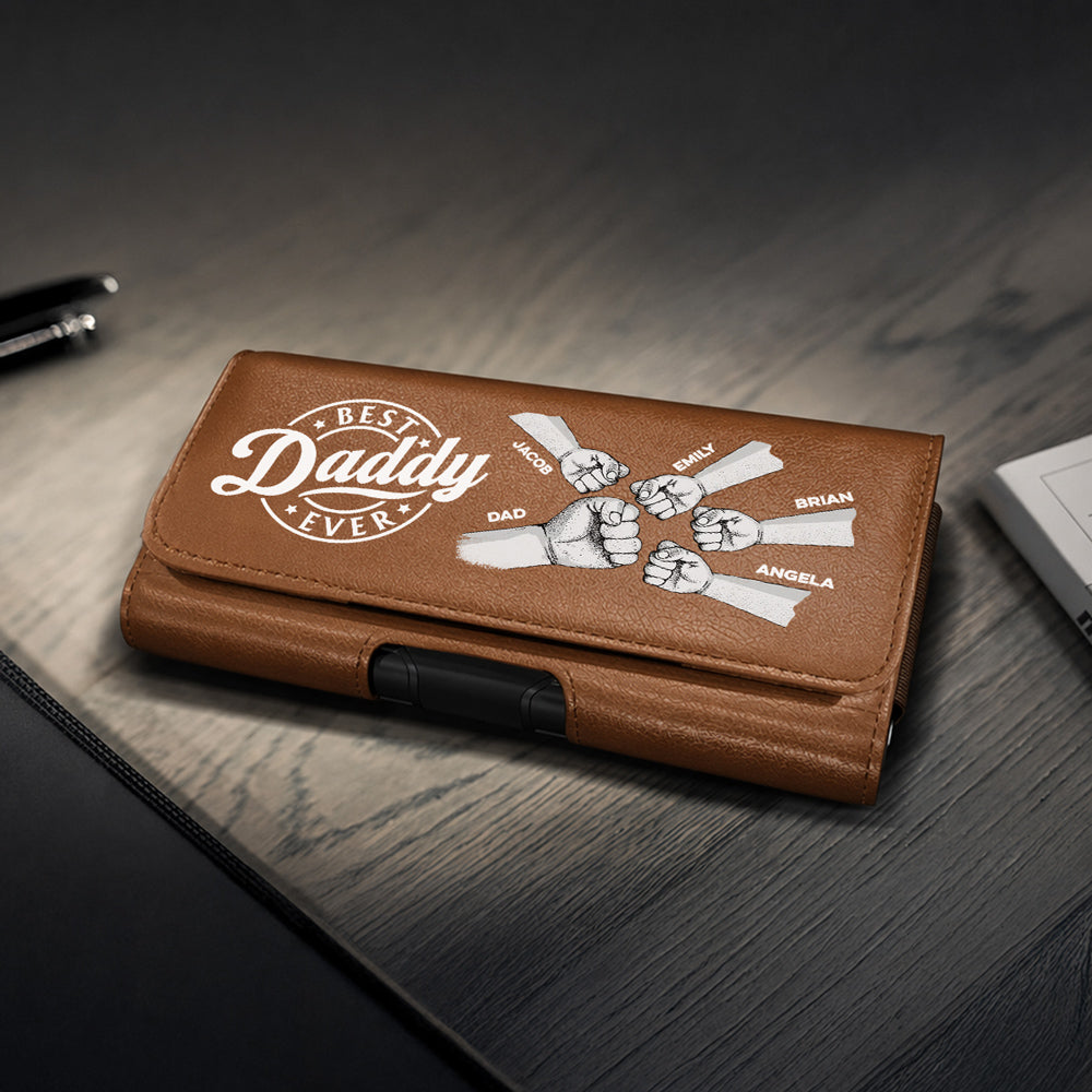 The Power Of Love - Personalized Leather Phone And Card Holster