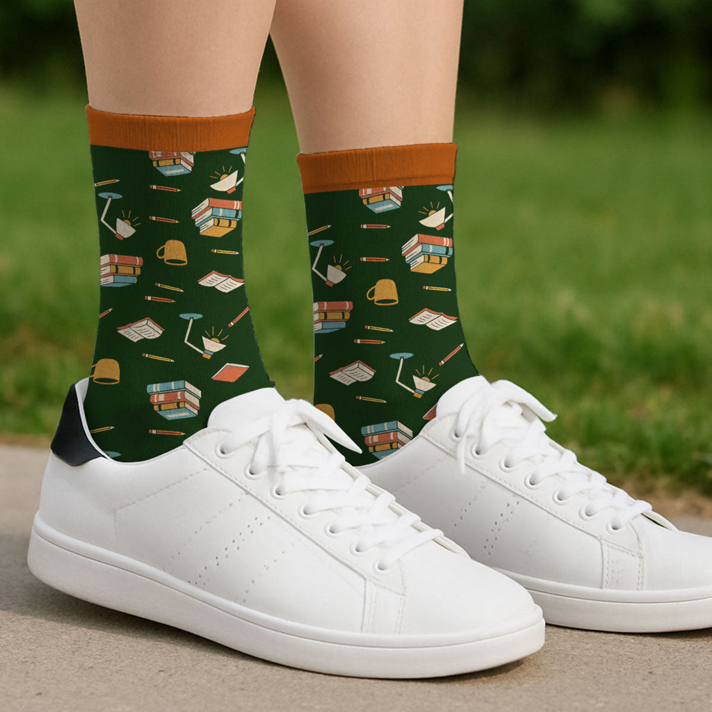Custom Christmas Birthday Gift For Book Lovers, Bookworms, Readers • Just A Book Lover - Personalized Crew Socks