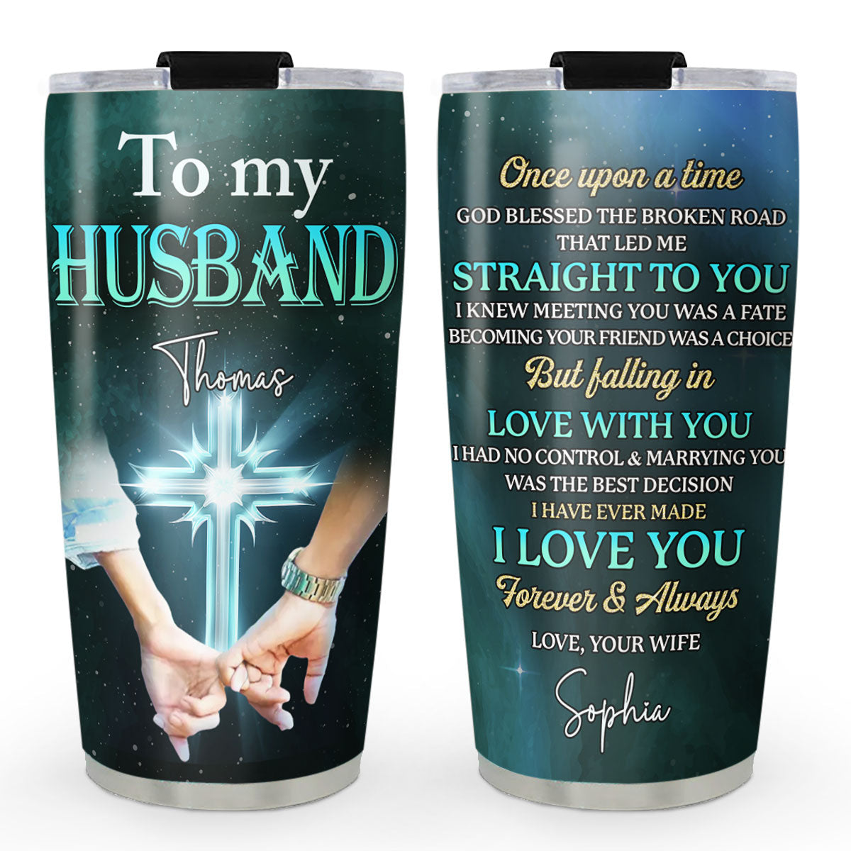 Custom Christmas Anniversary Gifts For Couple • God Blessed The Broken Road - Personalized Tumbler