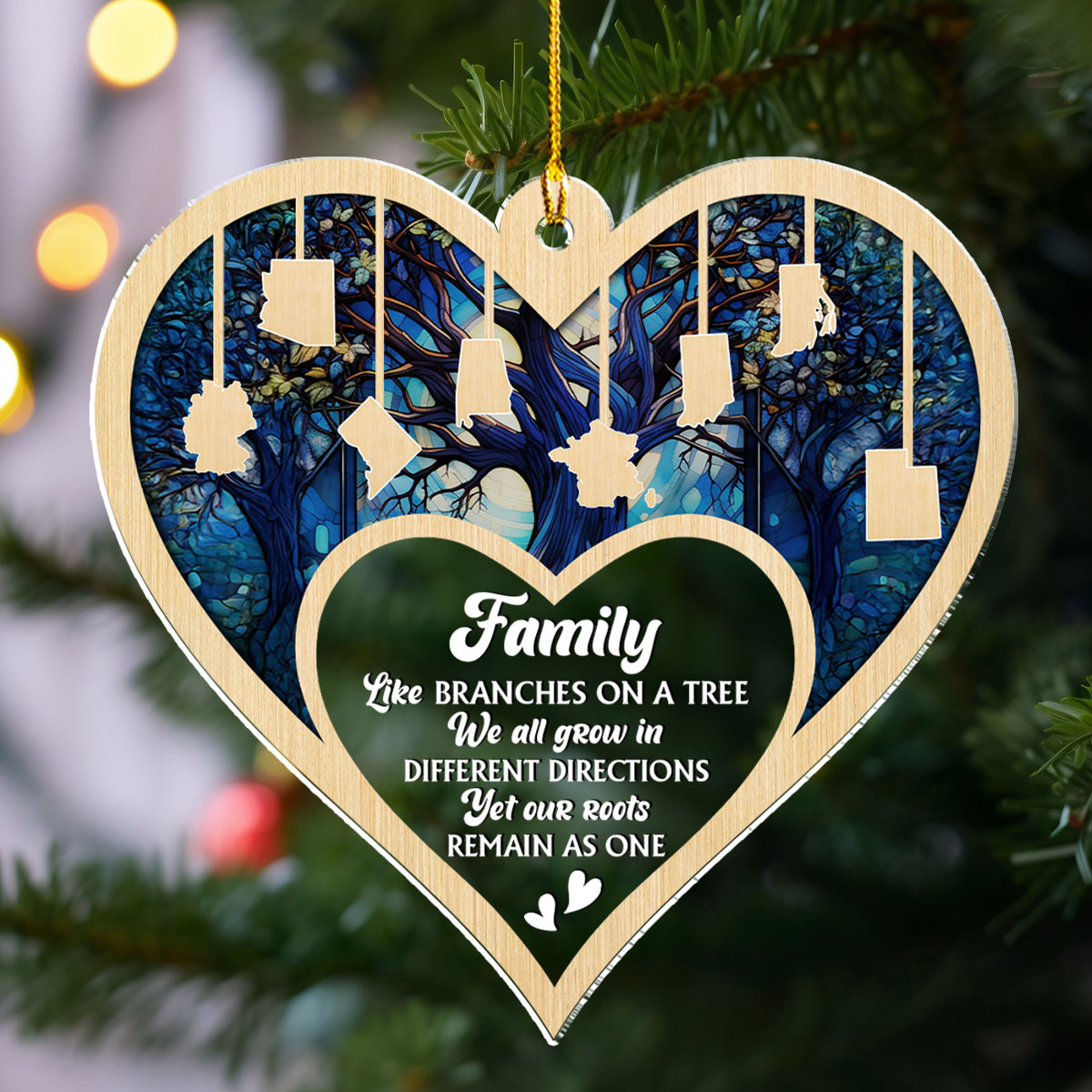 Custom Family Ornament, Christmas Gift for Family Members •  Family Like Branches On A Tree - Personalized Acrylic Ornament