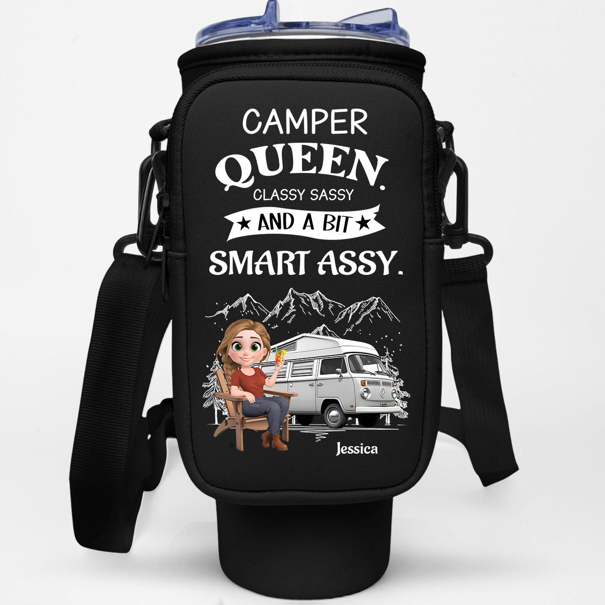Truly A Queen Of Campers - Personalized Water Bottle Carrier Bag