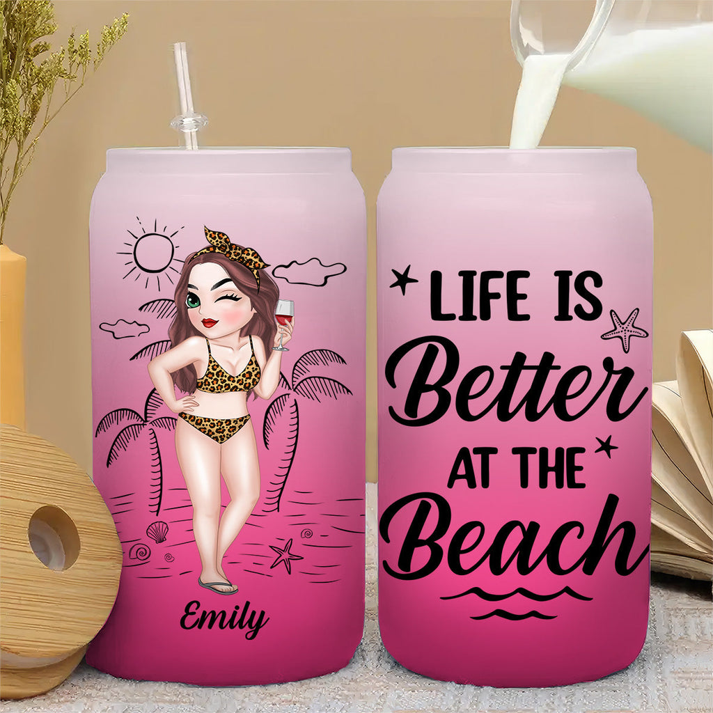 Tanned And Tipsy - Personalized Ombre Frosted Glass Can