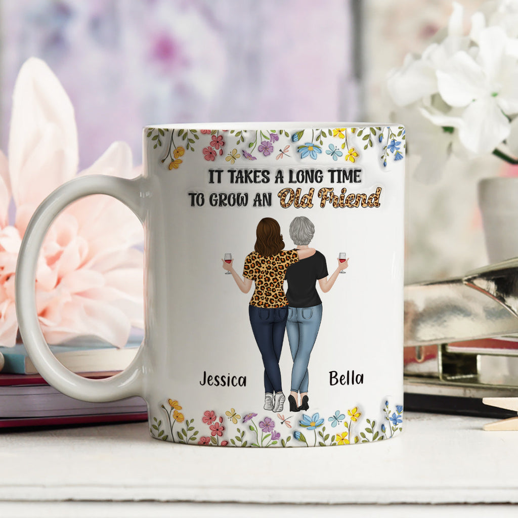 Custom Best Friend, Christmas & Birthday Friendship Keepsake Gift • It Takes Us A Long Time - Personalized 3D Inflated Effect Coffee Mug
