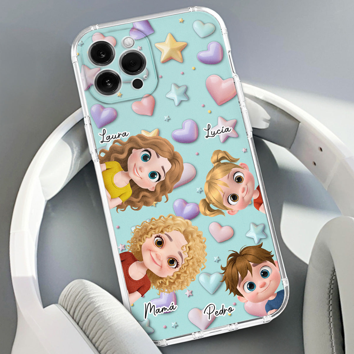 Linda Mamá y Niños - Funda de Teléfono Personalizada con Efecto 3D